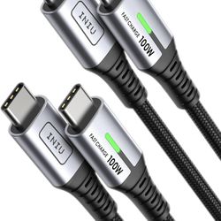 INIU USB C to USB C Cable, (6ft, 2-Pack) 100W USB C to C Fast Charging Cable, Braided Type C Charger Cable USB C Cord for iPhone 15 Pro Max Samsung Ga