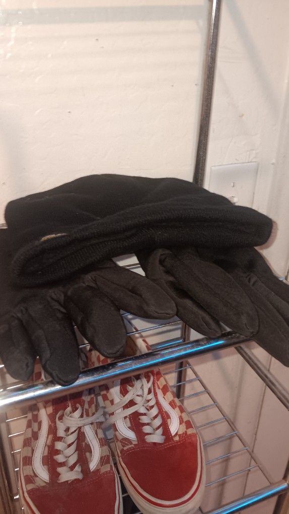 Thermal Knit Winter Gloves And Beanie Set With Polar Fleece Lining- Winter Gloves & Hat Set