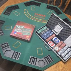 $100 OBO Complete 8-Player Casino Night Bundle - Folding Table, 500 Chips, & 4-in-1 Games!