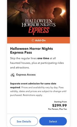 Universal studios hhn express pass Saturday