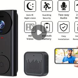 New In Box Wireless Camera HD Video Doorbell with Night Vision,2Way Audio,Smart App Control,800mAh Rechargeable Battery,Wall Mount,Video Capture for S