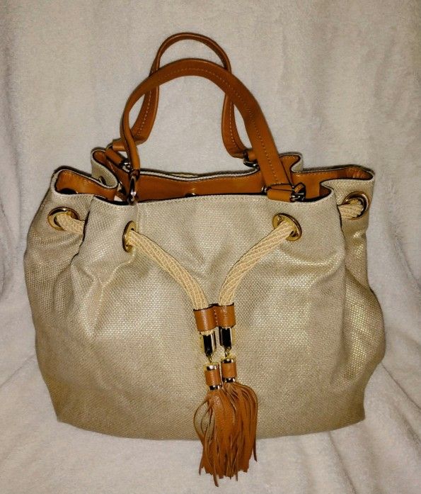 Michael Kors Golden Shimmer Gathered Mariner Drawstring Tote Shoulder Bag