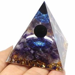 Orgonite Pyramid Stone And Crystals Energy Amethyst Reiki Chakra Multiplier