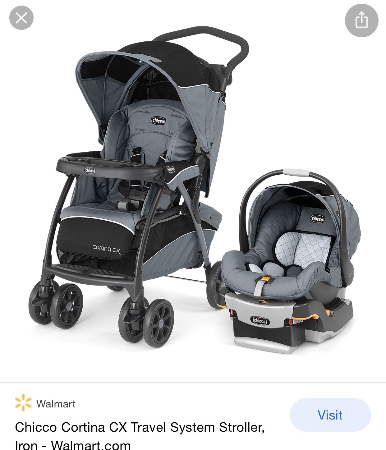 Stroller, car seat and base. Slightly used lass than 6 months. Our daughter out grew it. Retails for $299.99 new.