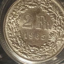 1965b Silver 2 Franc.