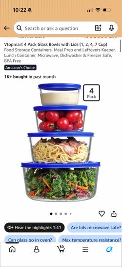 4-Pack Glass Food Storage Bowls with Lids