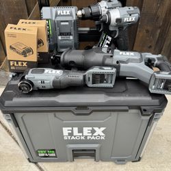 New Flex Tools 24V Four Piece Tool Kit With Rolling Tool Cart