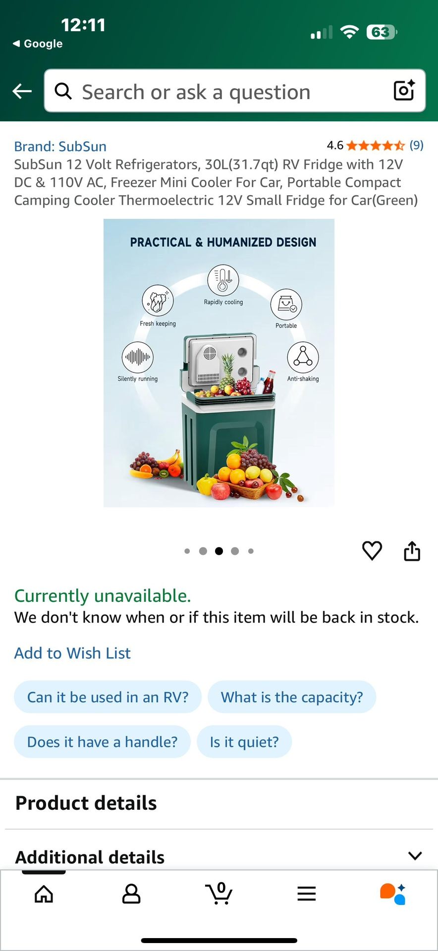 SubSun 12 Volt Refrigerators, 30L(31.7qt) RV Fridge with 12V DC & 110V AC, Freezer Mini Cooler For Car, Portable Compact Camping Cooler Thermoelectric