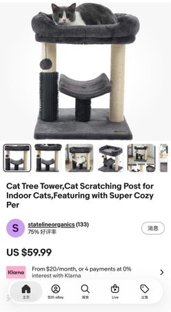 Cat Tree Tower,Cat Scratching Post for Indoor Cats,Featuring with Super Cozy Per