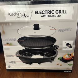 Brand New Electric Grill With Glass Lid