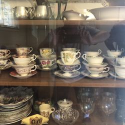 20  Antique English Bone China English Tea Cups With Saucers