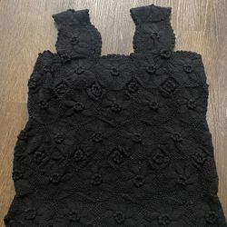 Womans Black Handmade Crochet Shirt Vest Size Médium #10