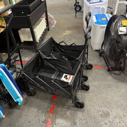 (25 each) Folding Wagon Cart with Wheels, 220lbs Utility Wagon Cart, Black Collapsible Wagon with 360° All-Terrain Wheels & Adjustable Handle, Foldabl