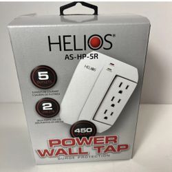 Multi Wall Plug Surge Protector 5 Outlet 2 USB Charging Ports - Helios AS-HP-5R