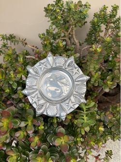 Vintage polished pewter plate - wine coaster