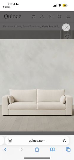 Quince Oasis 8ft Performance Linen Sofa — Pearl (White)