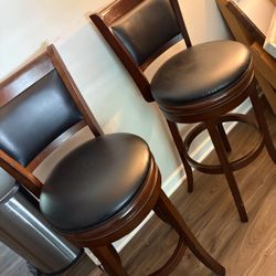 2 bar stools Brown and Leather