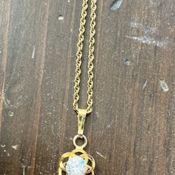 18" Cz Statement Necklace Vintage Gold Filled