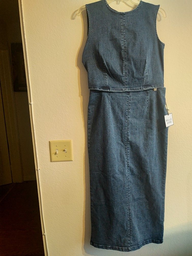 New Belle Vere Denim Skirt Set