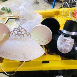 Bride & groom Disney hats