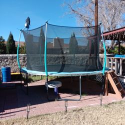 14 Ft Pro Trampolin With Basket Hoop