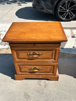 Wood Nightstand with Two Drawers