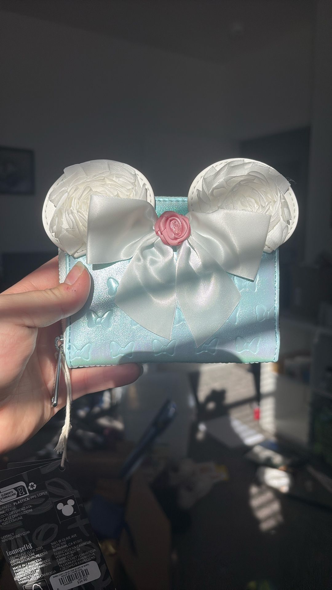Disney Loungefly Blue Wallet With Bow 