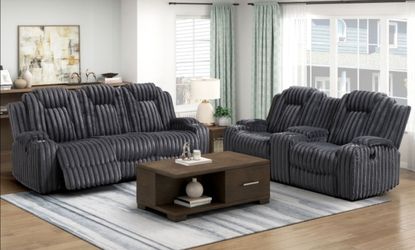 3pc Corduroy Fabric Reclining Set