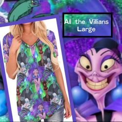 Disney Villains All-Over Print Top Size Large