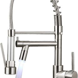 Contemporary Kitchen Sink LED Faucet with Pull Down Sprayer (Brushed Nickel)