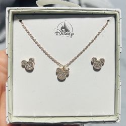 Mickey Rose Gold Earrings And Necklace Set