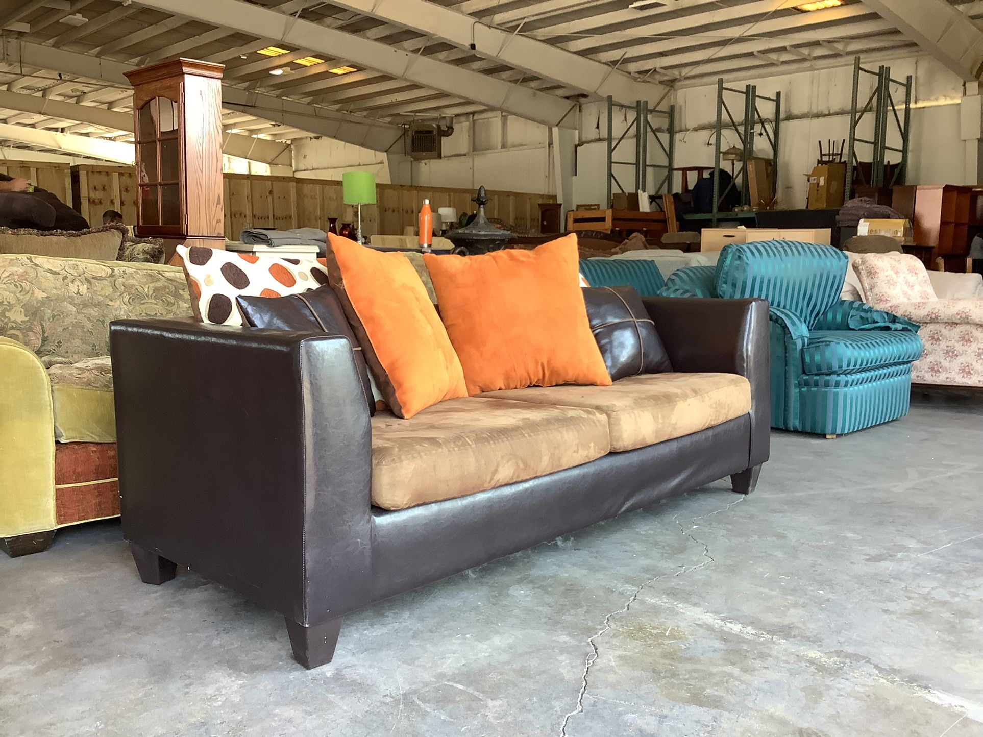 Funky modern leather and sued couch
