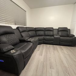 Gray Sectional Sofa With Power Reclining Seats