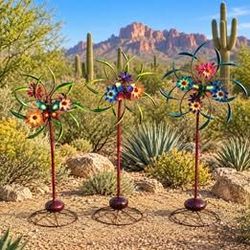 Gorgeous Colorful Metal Wind Spinners at Shed Gal!