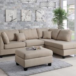 Gorgeous Sand Colored 3 Piece Sectional Set