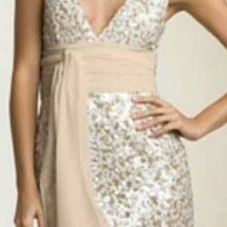 BCBG Cream Colored  Sequined Mini Dress 
