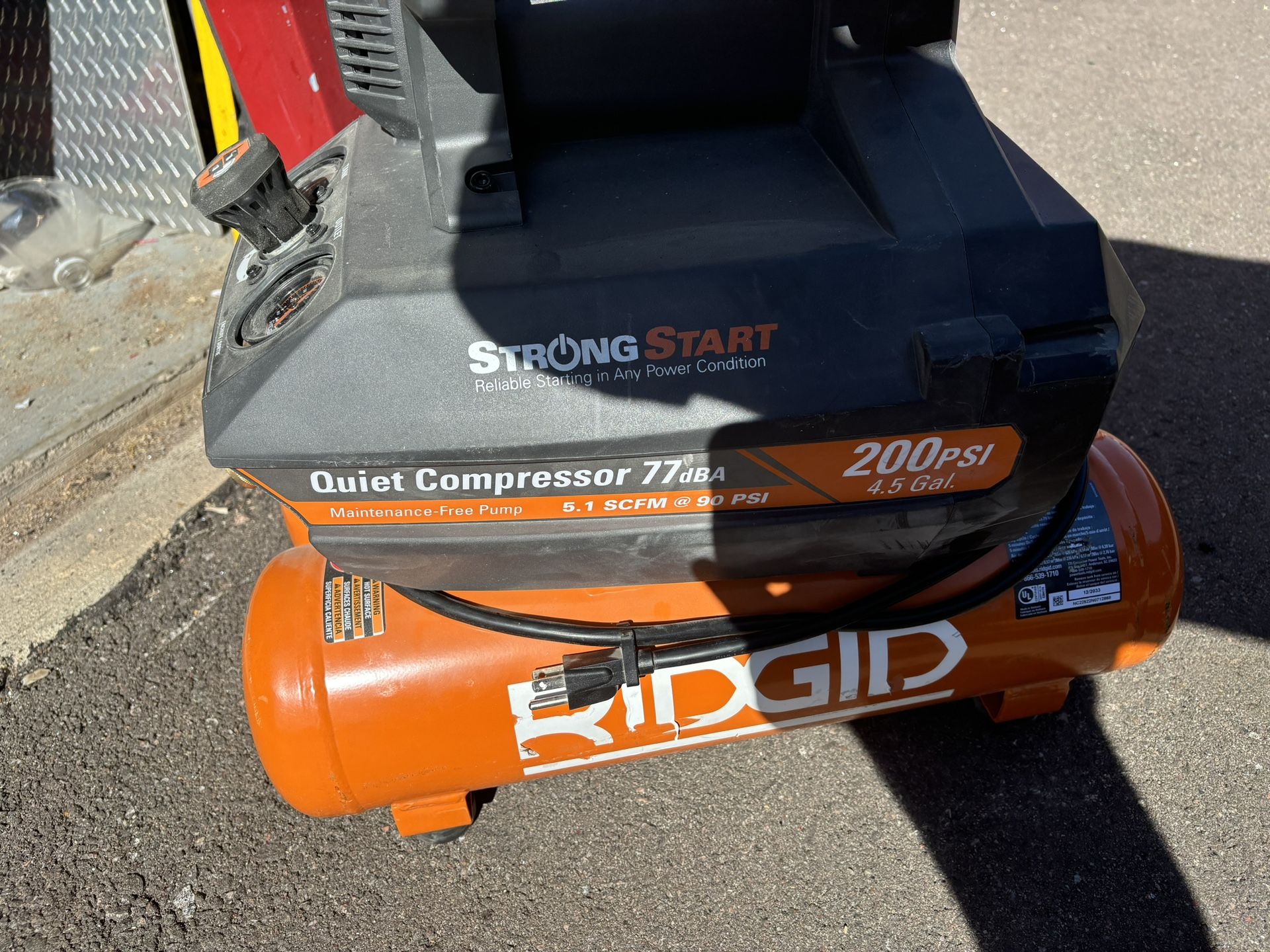 Rigid 4.5 Gallon Quite Compressor