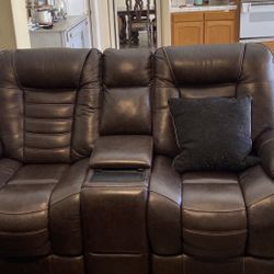 Brown leather Couch Set