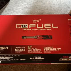 Brand New Milwaukee Extended Reach Box Ratchet Kit With Extra Battery 
