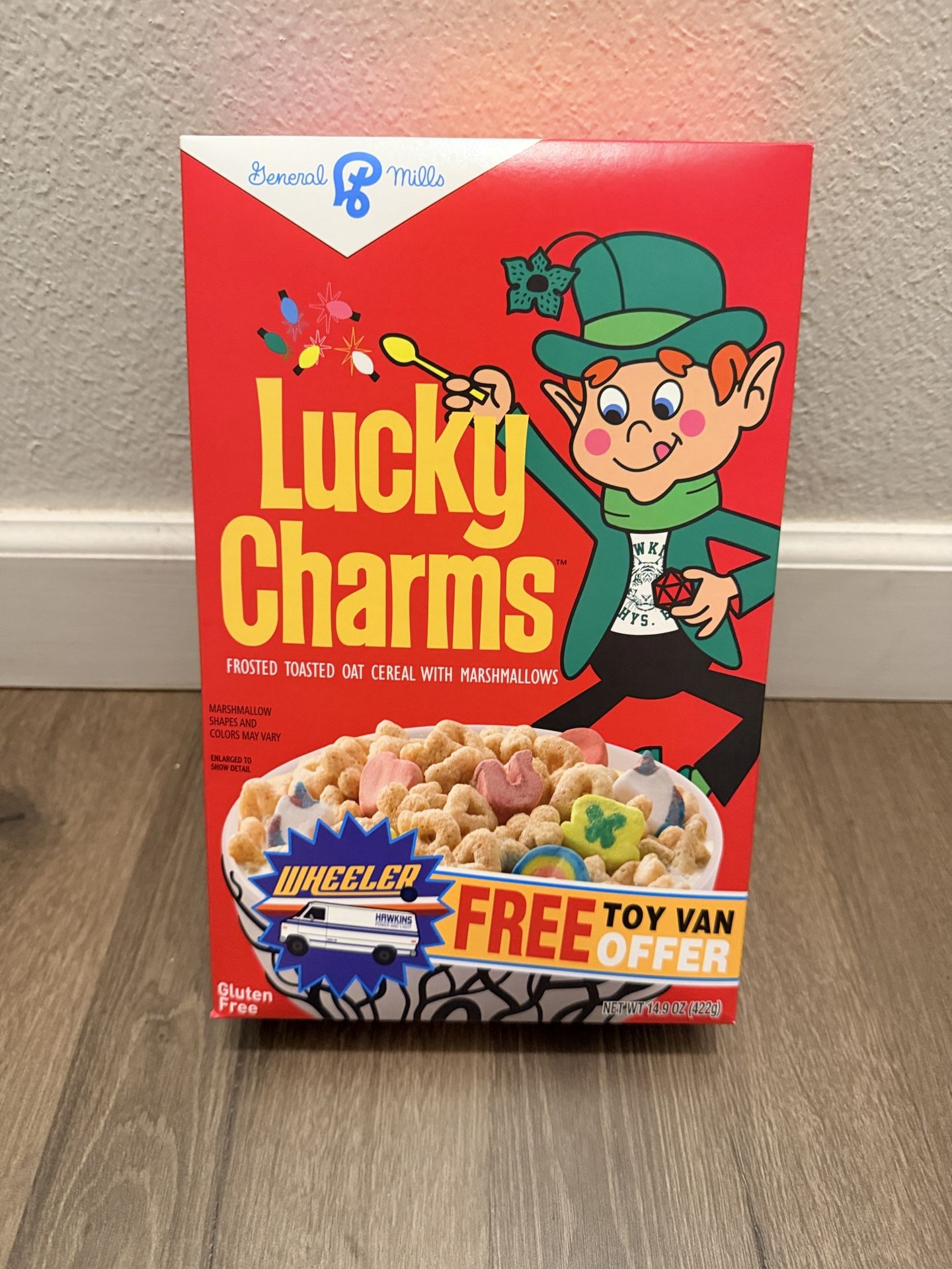 Stranger Things General Mills Upside Lucky Charms Cereal Box NIB