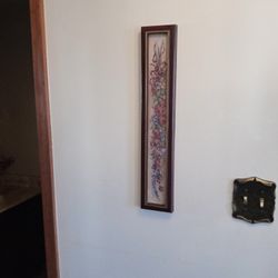 Vintage Babaf Mock Floral Print Framed Wall Decor/4.5x23 Inches 