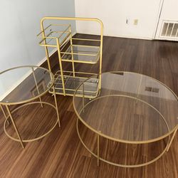 Coffee Table, Side Table and Bar Cart