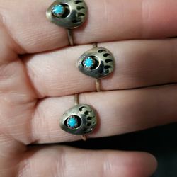 Small Sterling Silver Bear Paw  Ring