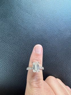 Emerald Cut Diamond Halo Engagement Ring
