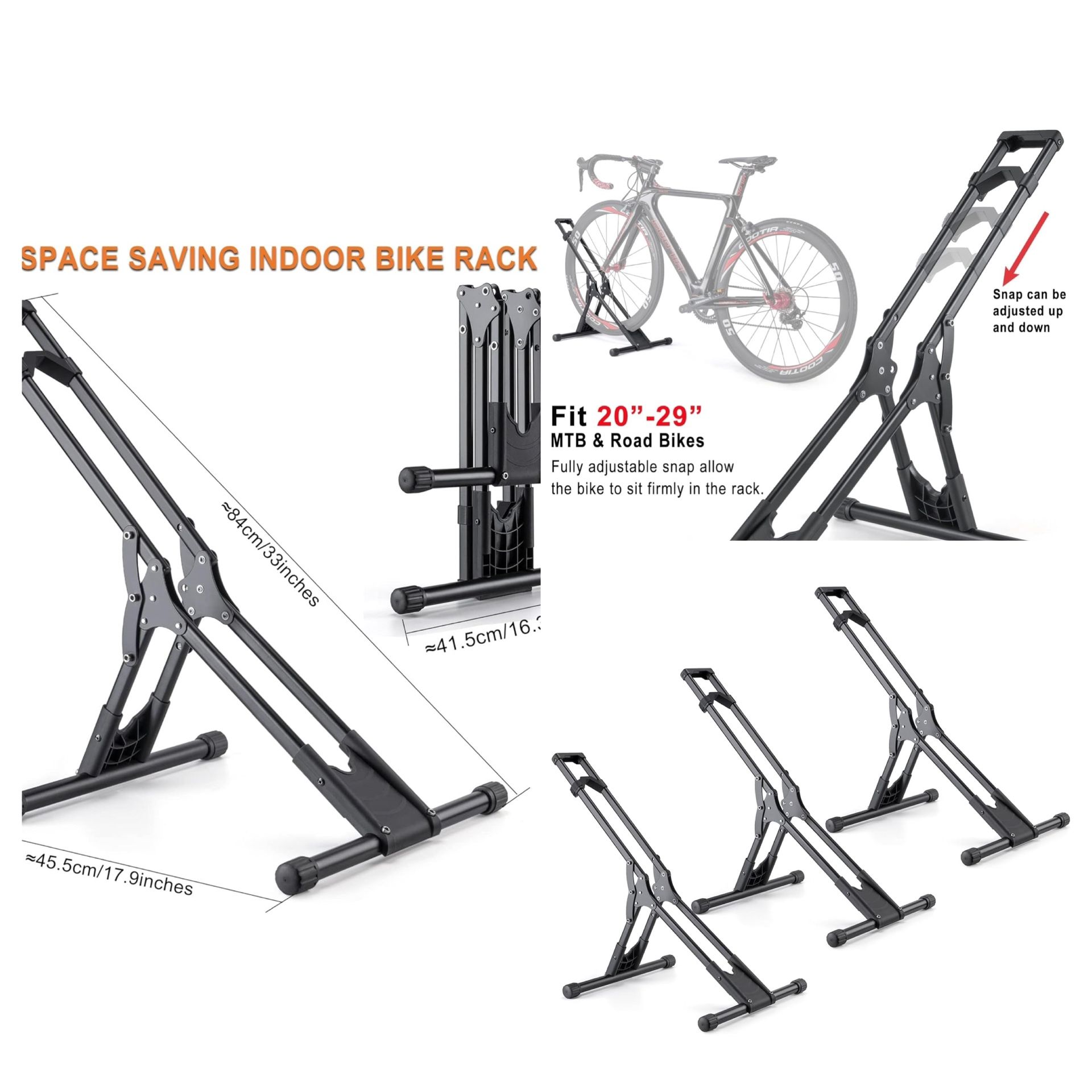 Bike Floor Stand Rack- Indoor Bike Stand for Garage/Home - Bike Storage Bicycle Parking Rack Fit 20”-29” Mountain Road Bikes (3 Bike Rack