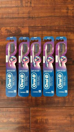 Oral B Pro-Flex Stain Eraser Toothbrush; Tough on Stains Gentle on Gums: SOFT Bristles (5 For $15)