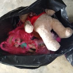 50 Gallon Trash Bag Filled With Stuffed Animals Plushies