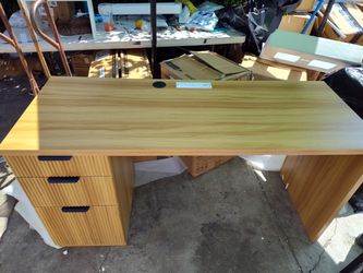 Joaxswe Fluted Office Desk 48" with 3 Drawers Storage File Cabinet Wood Farmhouse Desk for Computer