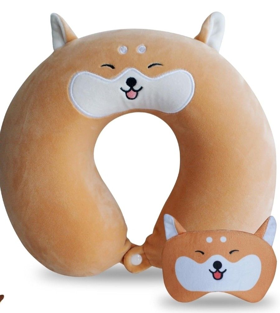 (2) Cute Travel Pillow with Sleep Eye Mask