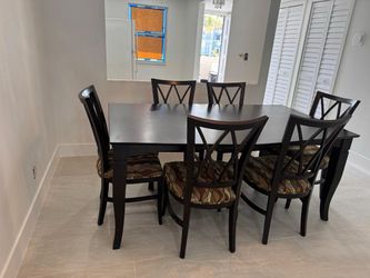 Dark Wood Dining Table with 6 Chairs